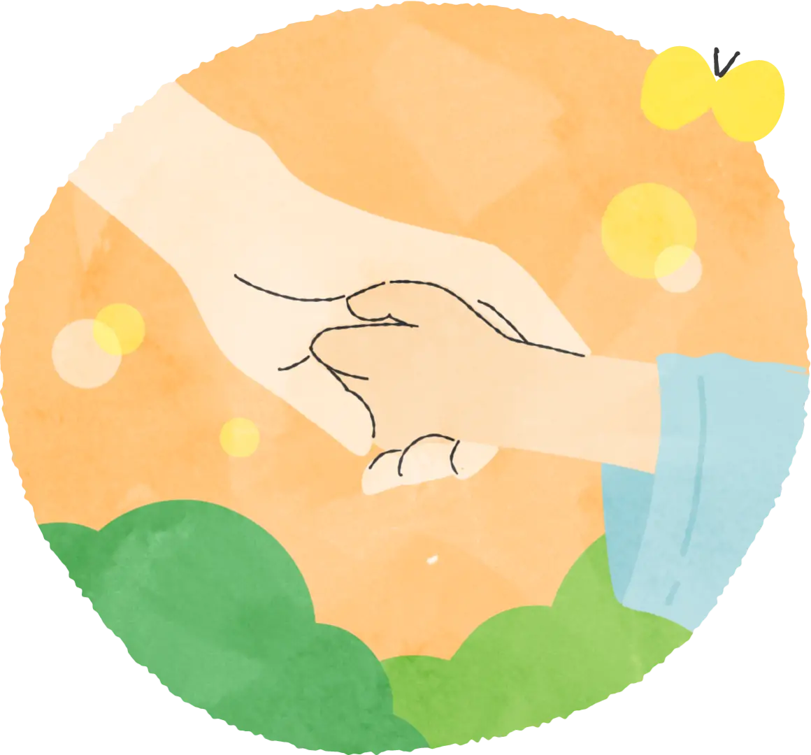 手を握るイラスト