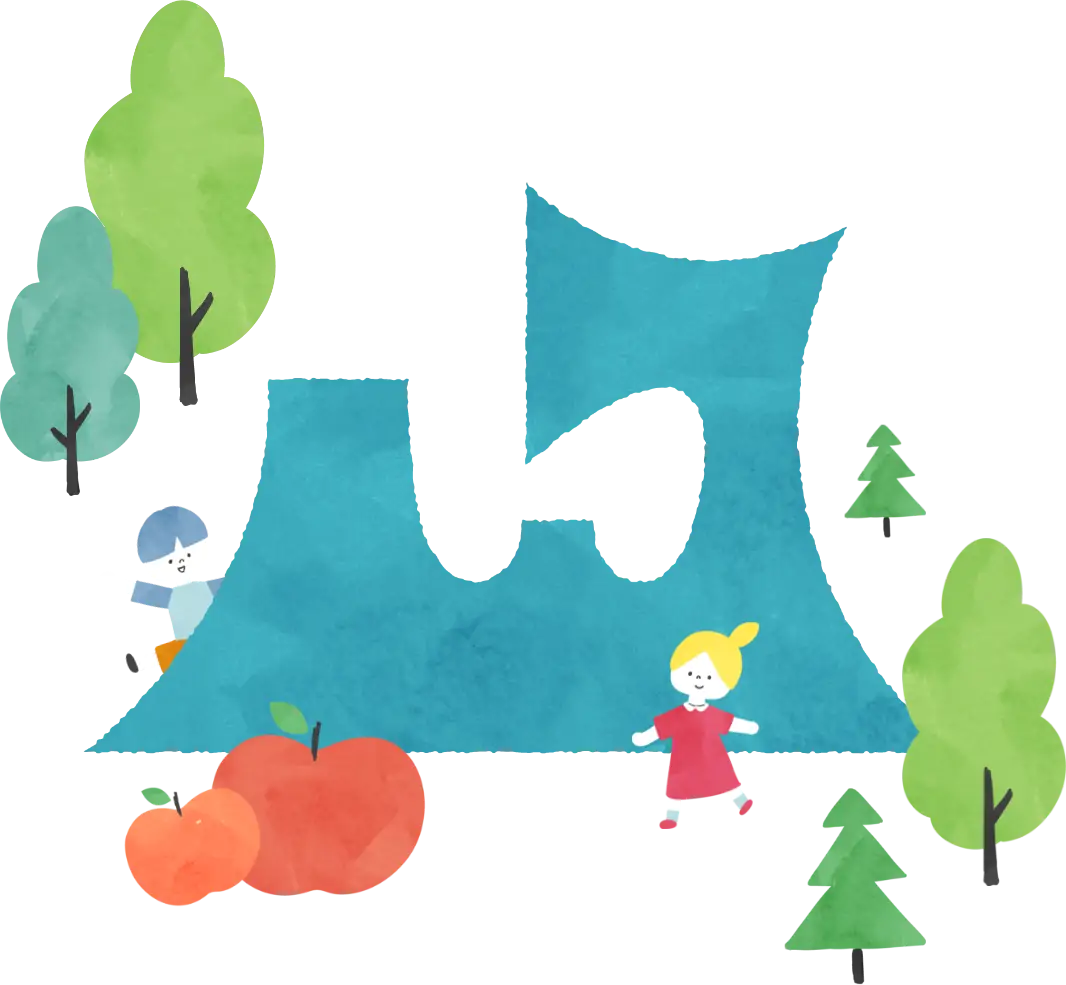 山とこどものイラスト